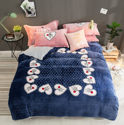 Flannel warm bedding set of four