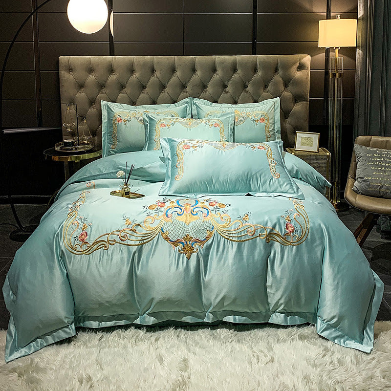 Four-Piece Embroidered Cotton Long-Staple Cotton Bedding