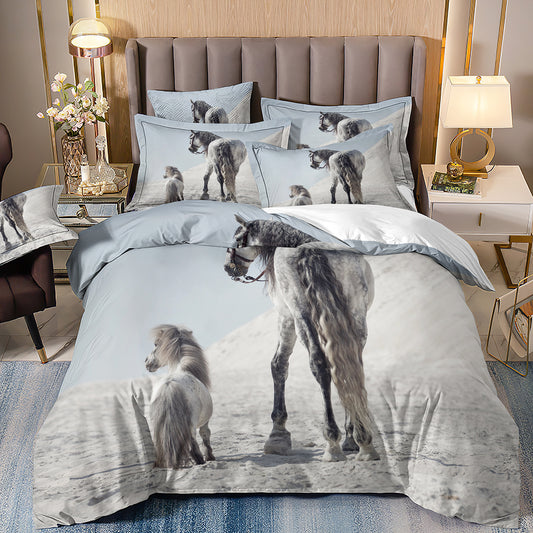 Horse Series 3D Digital Printing Bed Three-piece Set