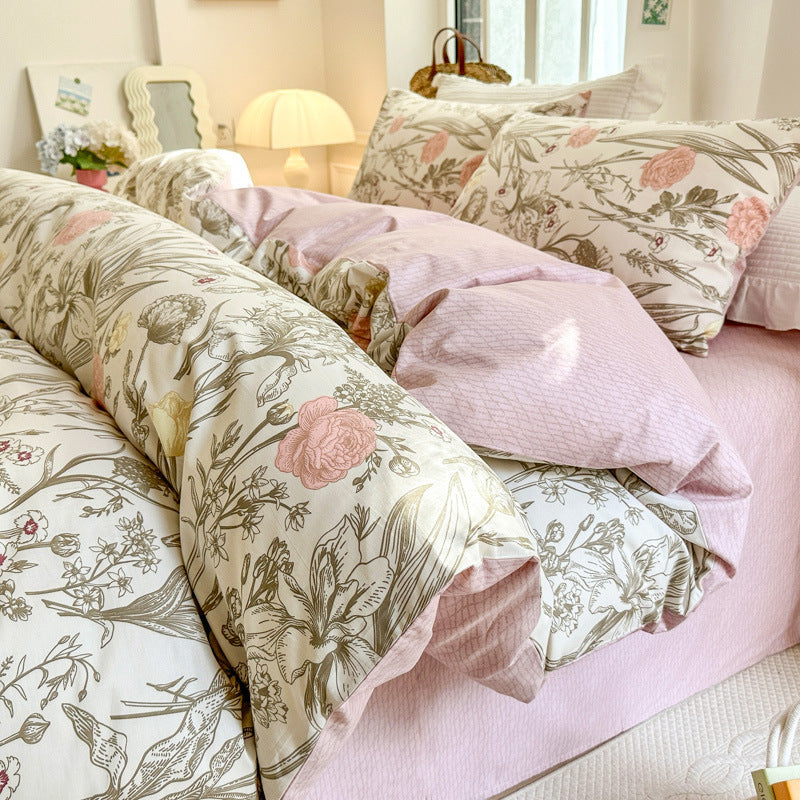 Cotton Four-piece Set Simple Small Floral Bedding