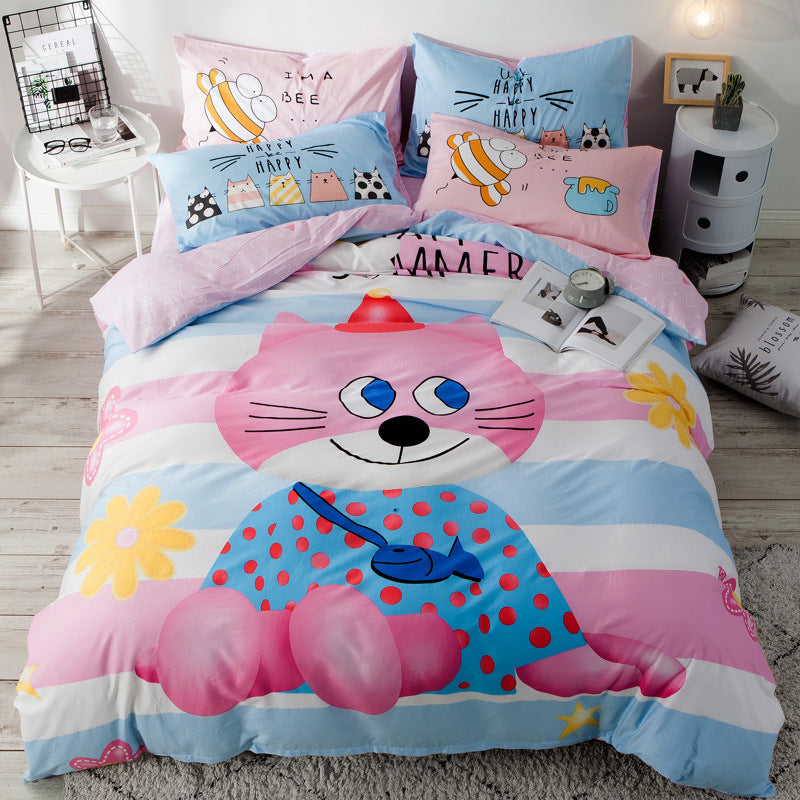 Cartoon four-piece cotton duvet cover