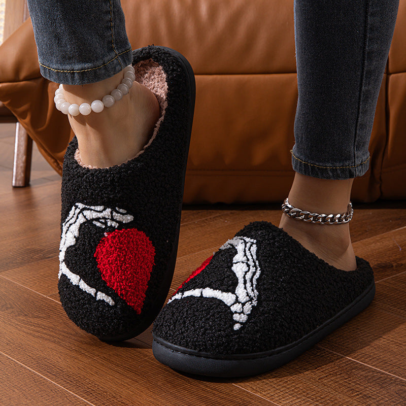 Chaussons en coton épais Love Black Hand Home