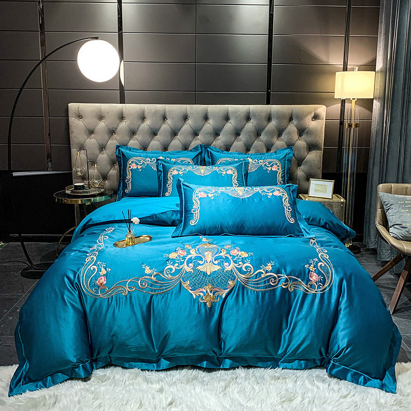 Four-Piece Embroidered Cotton Long-Staple Cotton Bedding