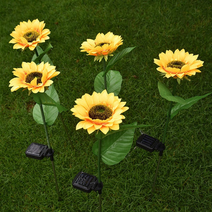 Lámparas solares LED con forma de girasol, luces decorativas