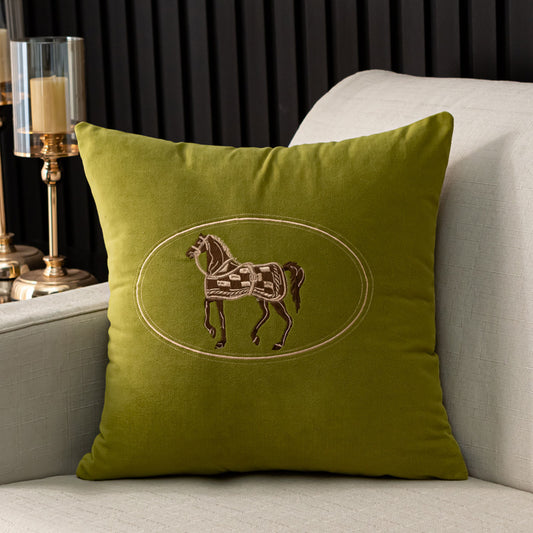 Hand-embroidered Cushion Cover Horse Pattern Pillowcase