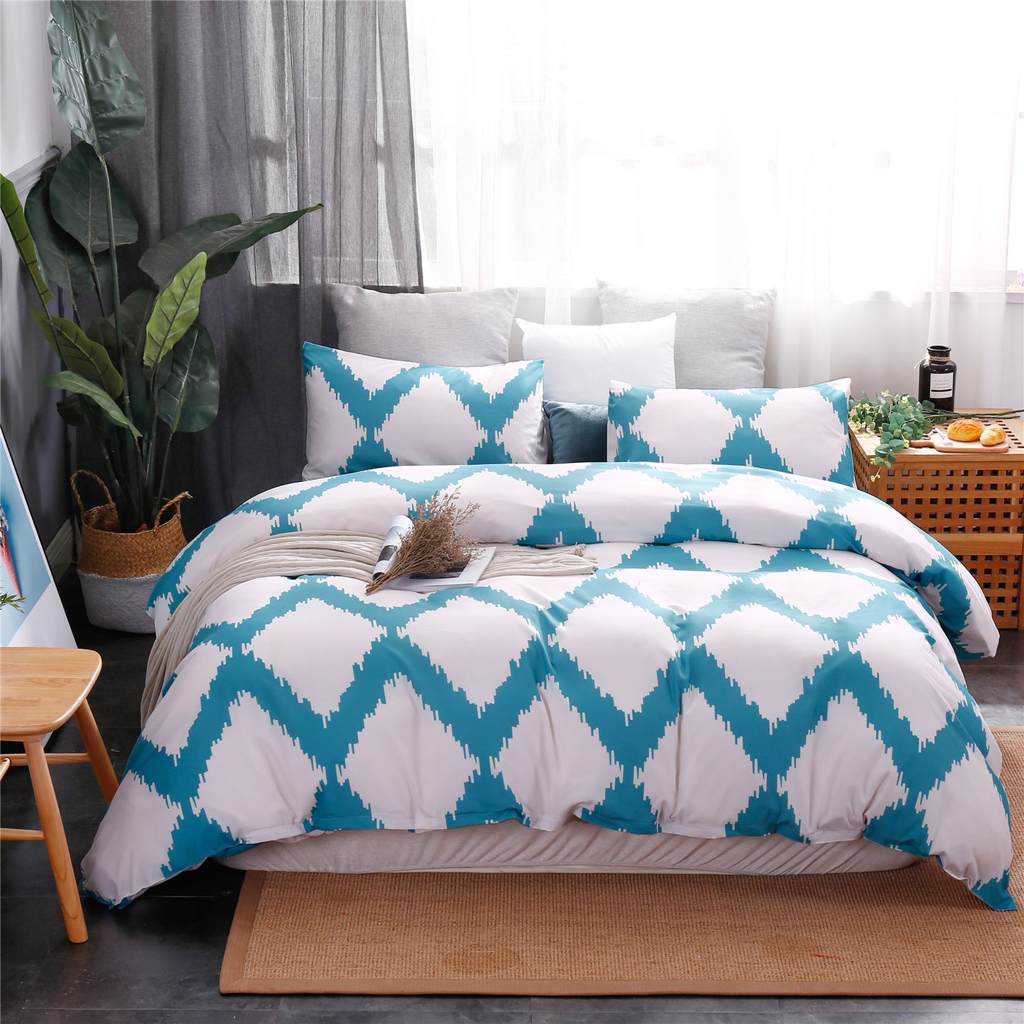 Three Piece Printed Brushed Quilt Cover