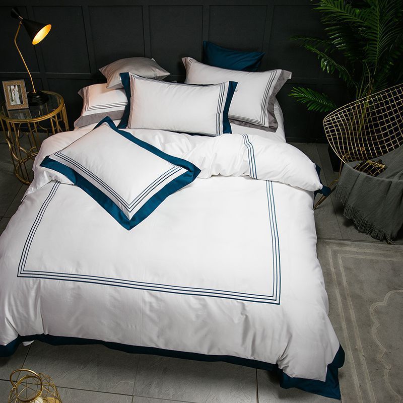 White four-piece hotel bedding cotton pure cotton European-style