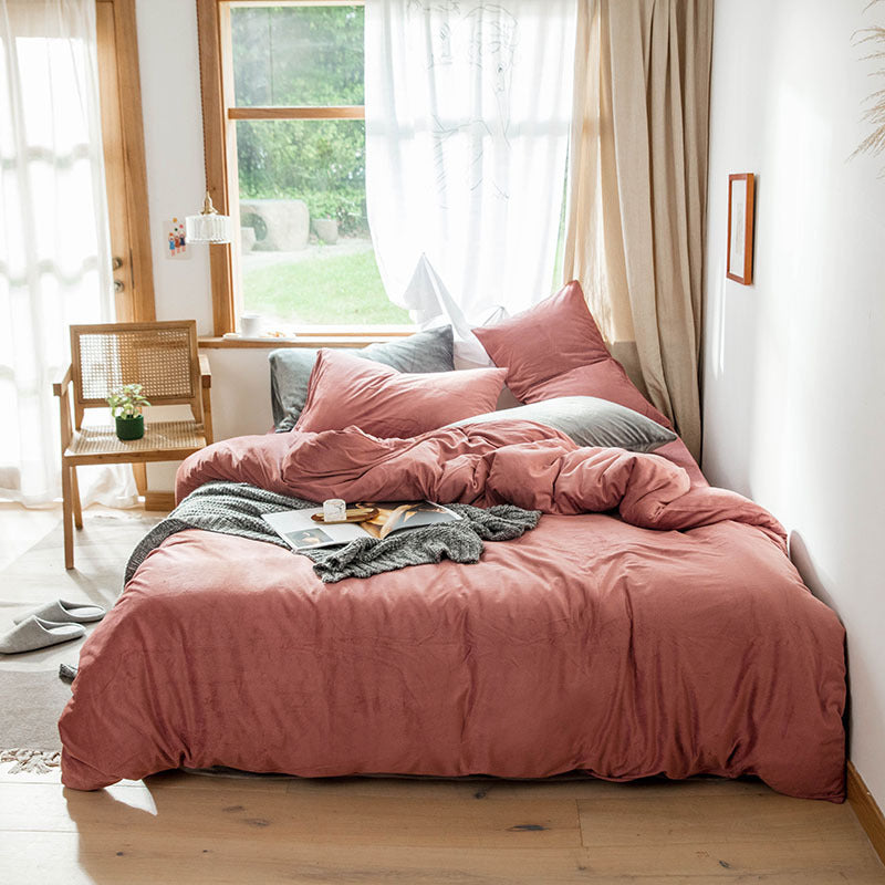 Four-piece velvet winter thick bedding