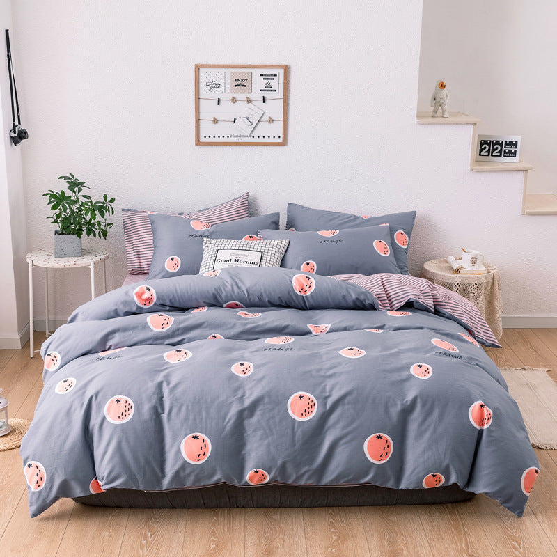 Four-piece Combed Long-staple Cotton Simple Bedding Student Kit