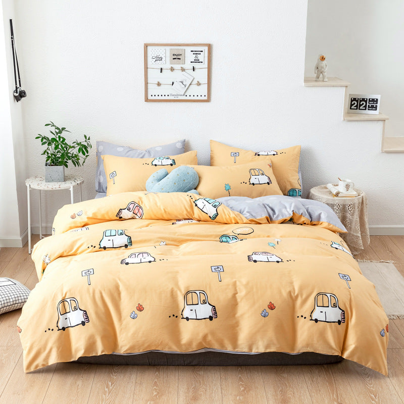 Four-piece Combed Long-staple Cotton Simple Bedding Student Kit