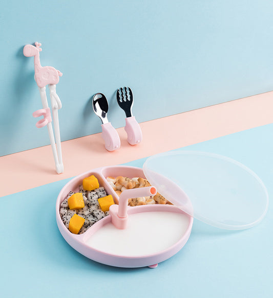 Assiette à dîner pour bébé Vaisselle pour enfants Ensemble de ventouses en silicone