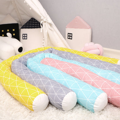 INS New Plaid Children's Bed With Baby Anti-collision Strip Bedside Soft Bag