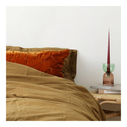 Embroidered Long Pillowcase With Tassel Caramel Sapphire