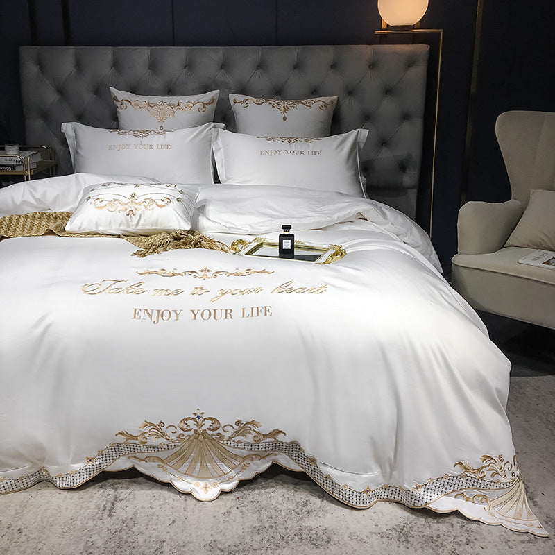 Literie d'hôtel en coton jacquard quatre pièces