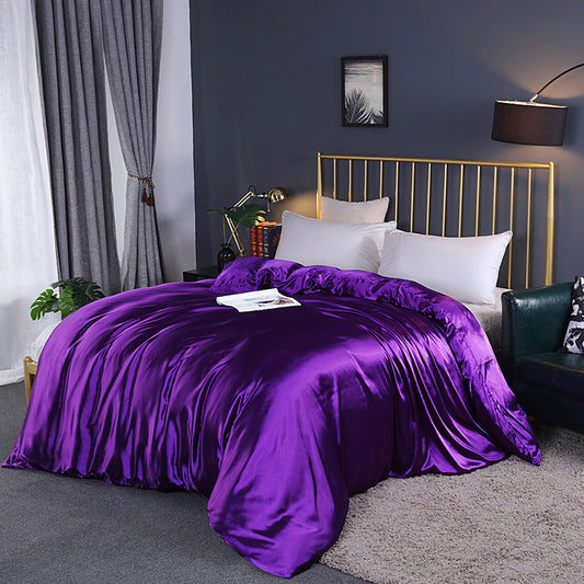 Pure Color Washed Silky Bedding Ice Silk Quilt Cover