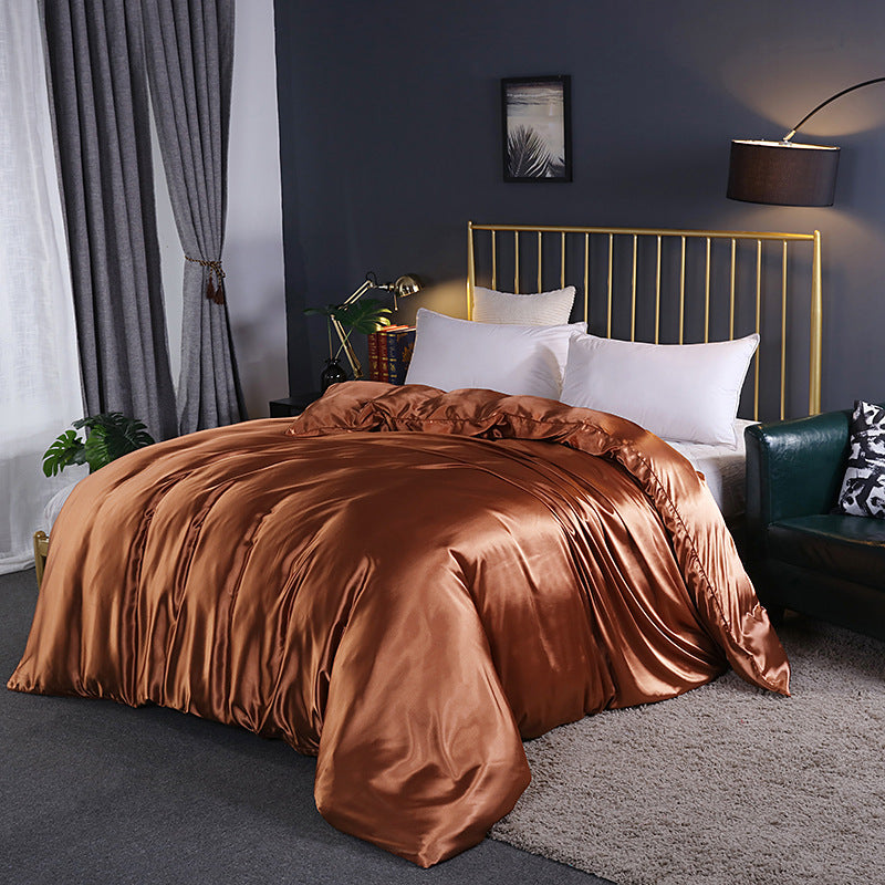 Pure Color Washed Silky Bedding Ice Silk Quilt Cover