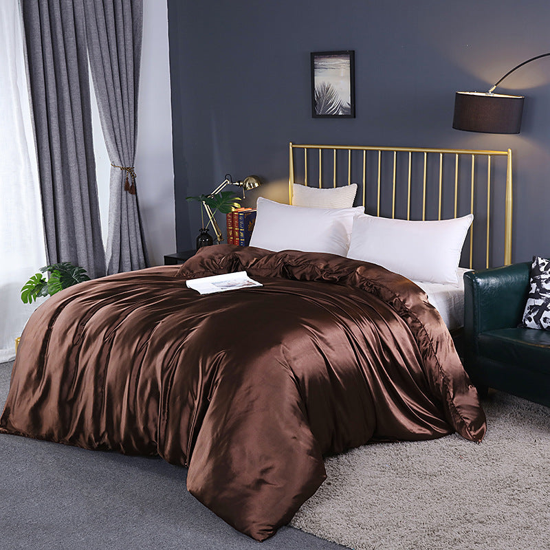 Pure Color Washed Silky Bedding Ice Silk Quilt Cover