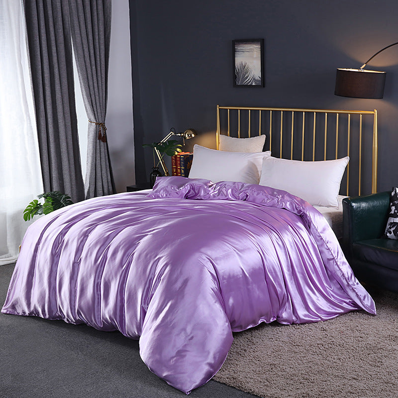 Pure Color Washed Silky Bedding Ice Silk Quilt Cover