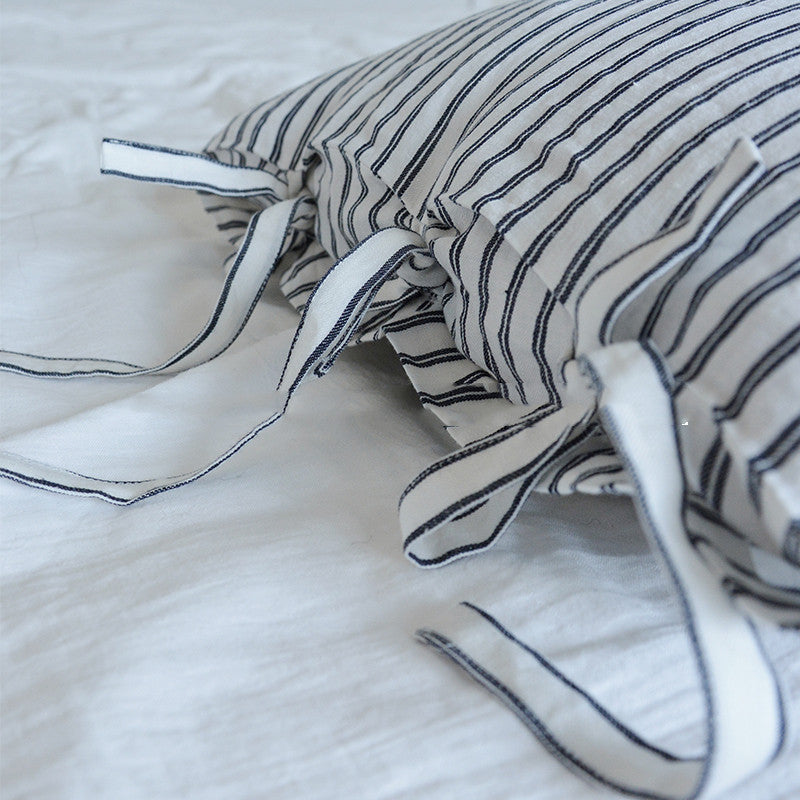 Linen Washed Yarn-dyed Striped Band Pillow Case Pillow Case