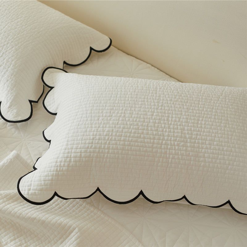 Housse de lit double face en pur coton, drap de lit épais matelassé à pois blancs