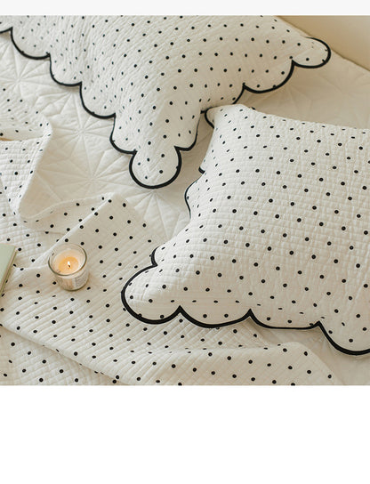 Housse de lit double face en pur coton, drap de lit épais matelassé à pois blancs