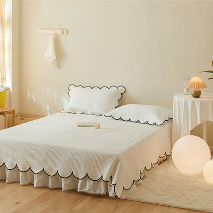 Double-Sided Pure Cotton Side Bed Cover White Polka Dot Fairy Quilted Thick Bed Sheet