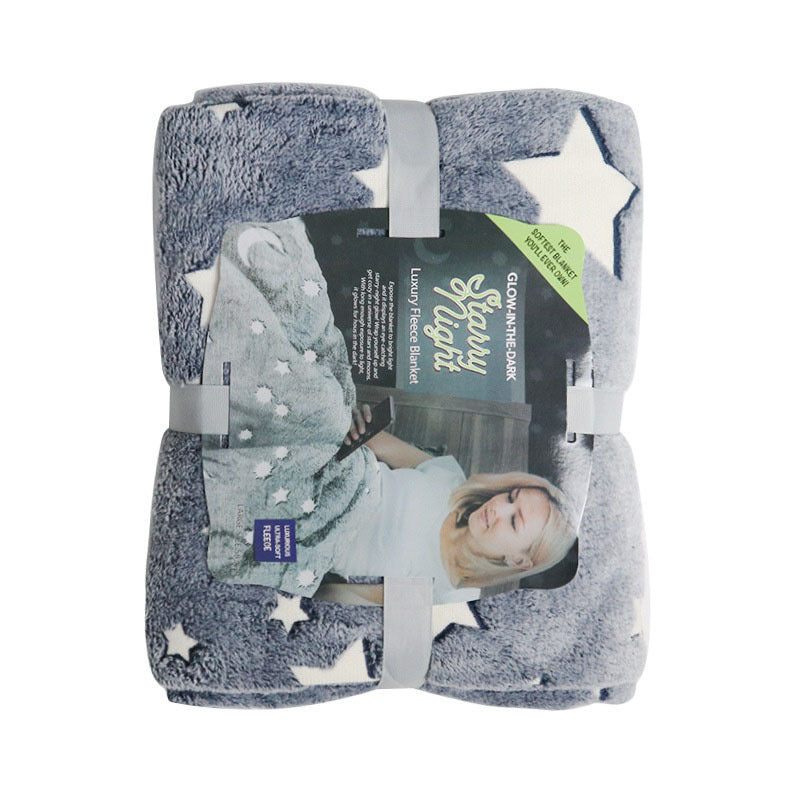 Magic Luminous Flannel Fluorescent Blanket Custom Cartoon Starry Sky Children Luminous Blanket