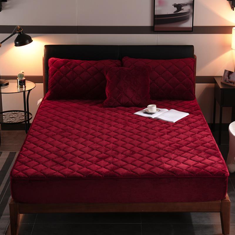 Quilted Bed Sheet Crystal Velvet Simmons Protective Cover To Keep Warm Bedspread Non-Slip