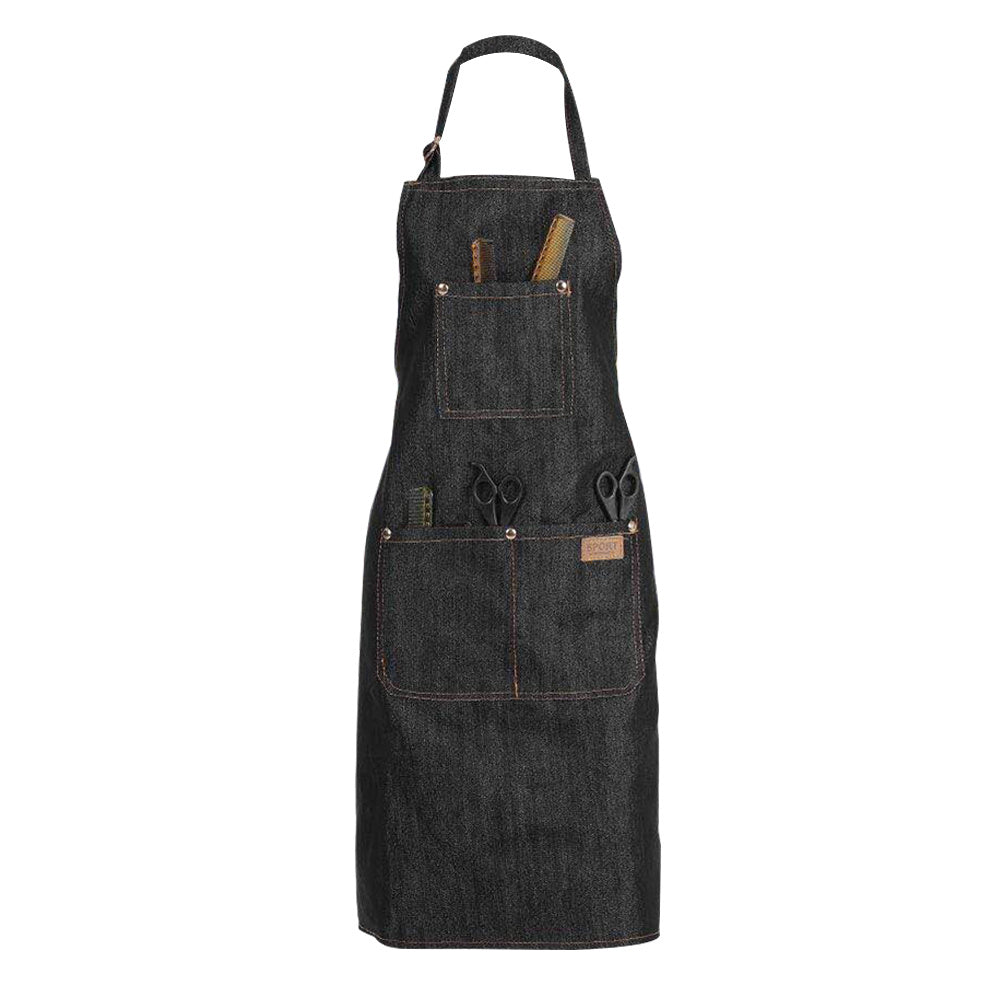 Vulcanized Black Denim Denim Fabric Halterneck Japanese Work Apron