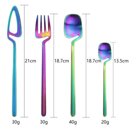 16pc Cross-Border Hot Style Tableware Stainless Steel Hanging Cup Tableware Spoon Personality Creative Hanging Cup Spoon Western Cutlery