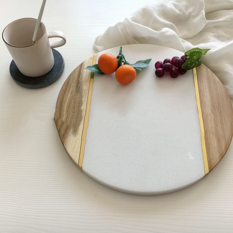 Creative Marble Splicing Solid Wood Flat Plate