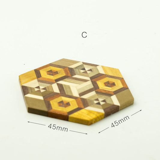 Sous-verre hexagonal rétro en bois massif naturel pour la maison