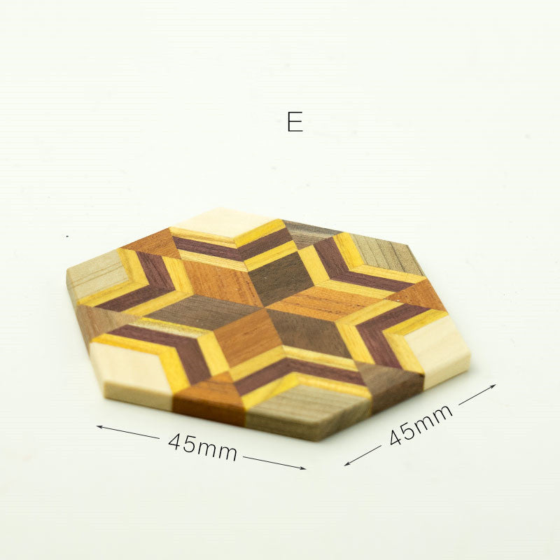 Sous-verre hexagonal rétro en bois massif naturel pour la maison