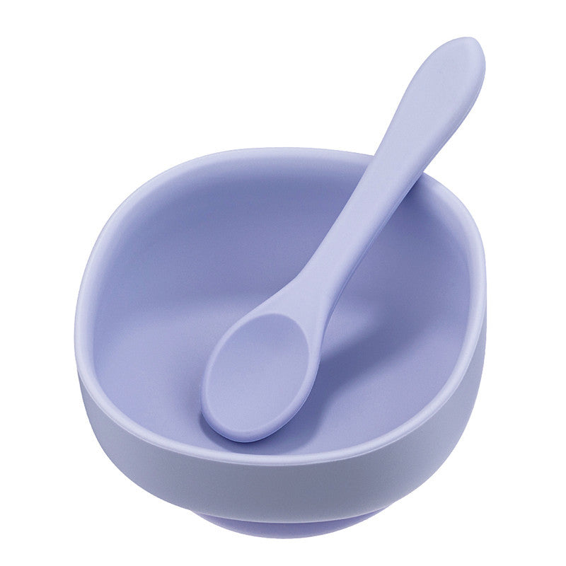 Baby Food Supplement Bowl  Fork Spoon Set Silicone Suction Cup Bowl