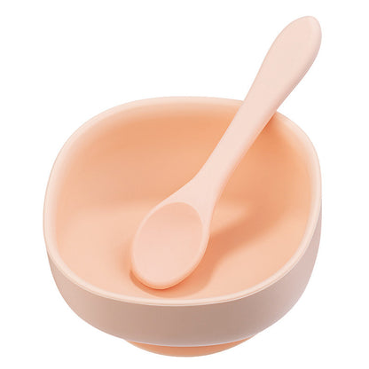 Baby Food Supplement Bowl  Fork Spoon Set Silicone Suction Cup Bowl