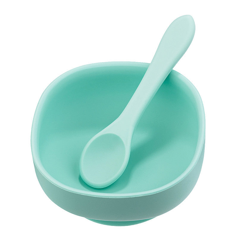 Baby Food Supplement Bowl  Fork Spoon Set Silicone Suction Cup Bowl