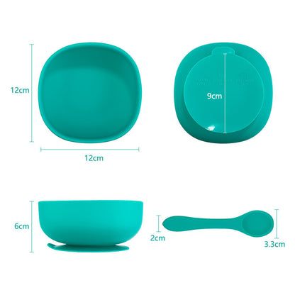 Baby Food Supplement Bowl  Fork Spoon Set Silicone Suction Cup Bowl