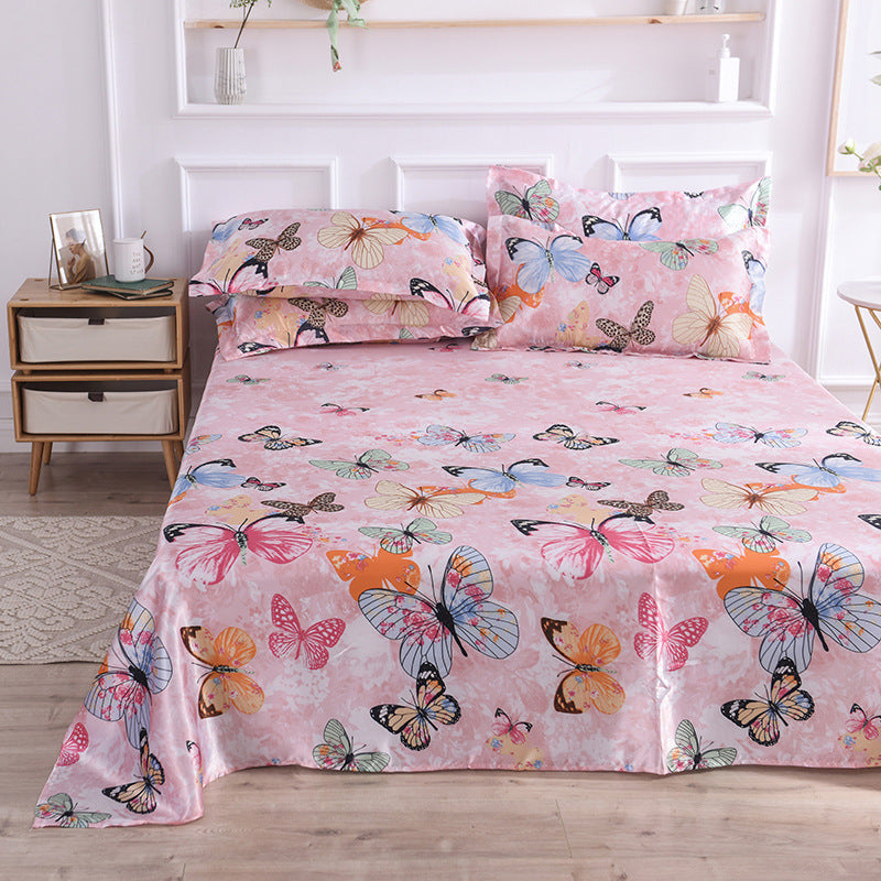 Summer Ice Silk Printing Home Textile Kit Single Bed Sheet Washed Silk Large Bed Sheet