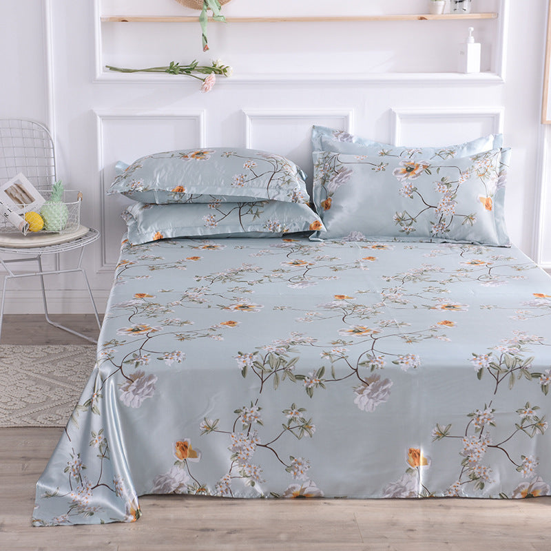 Summer Ice Silk Printing Home Textile Kit Single Bed Sheet Washed Silk Large Bed Sheet