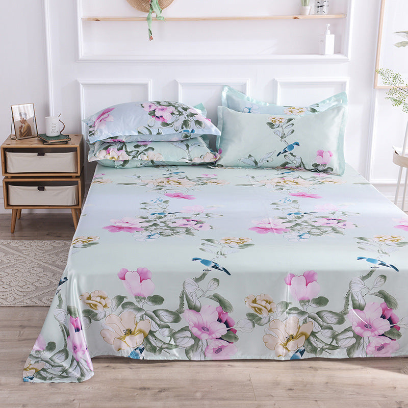 Summer Ice Silk Printing Home Textile Kit Single Bed Sheet Washed Silk Large Bed Sheet