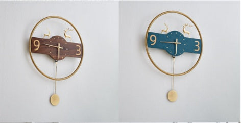 Creative Brass Wall Clock For Bedroom Guest Room Without Perforation Mute Wall Clock Decoration