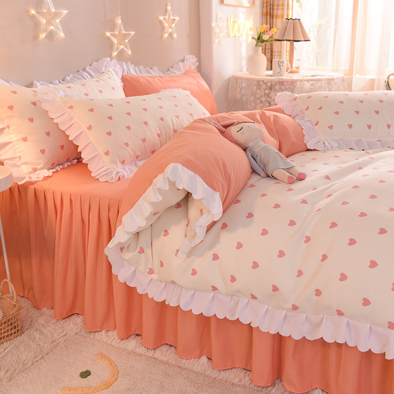 Four-Piece Set Of Simple Love Lace Bed