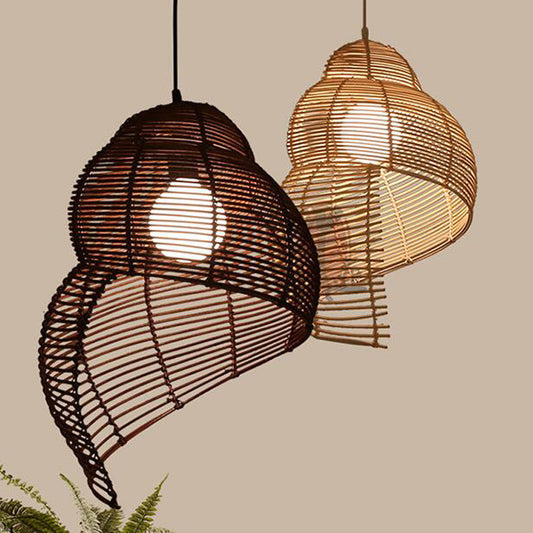 NEW Snail Rattan Pendant Light, Creative Art Southeast Asia Vintage Pendant Lamp Reading Room Wicker Light