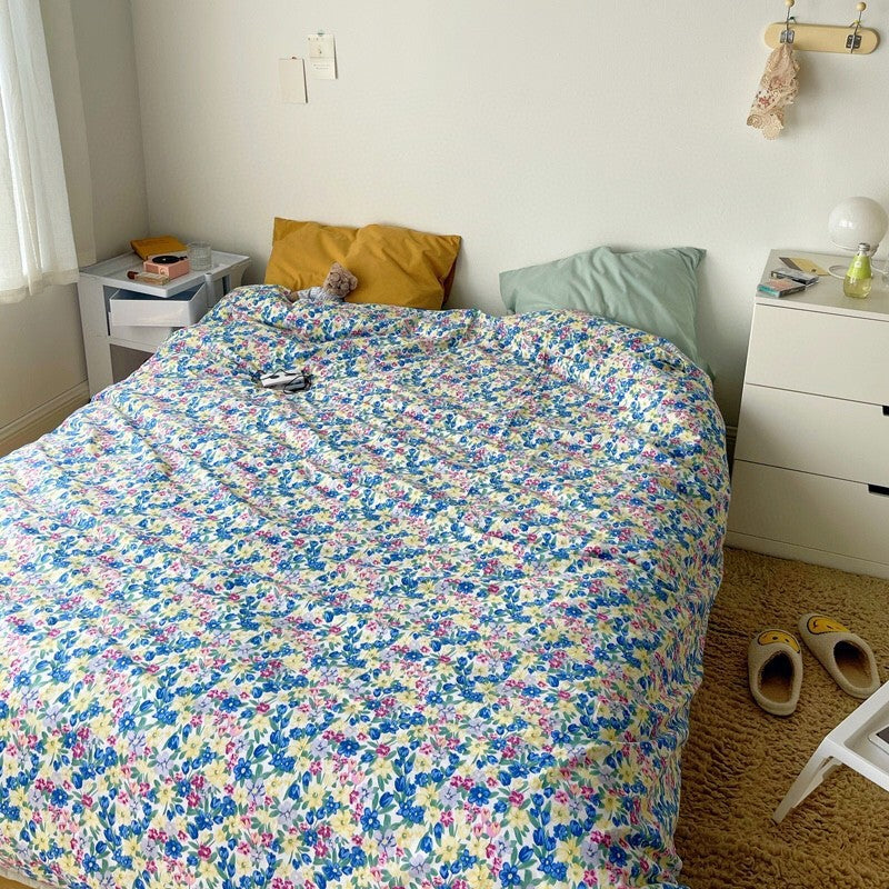 Ropa de cama de algodón con estampado floral retro y a juego