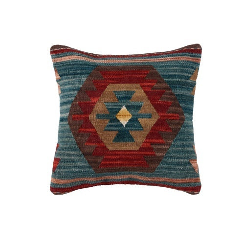 Housse de coussin en laine dure tissée à la main de style ethnique Kilim de style campagnard américain importé d'Inde