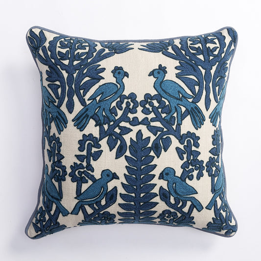 Visual Taste Hand Embroidered Solid Color Nordic European Model Room Ramie Cotton Hemp Core Pillow Cushion Cover