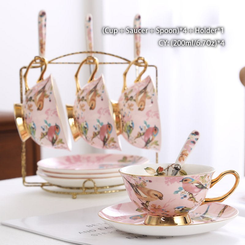 Bone China Coffee Cup Set Ceramic Phnom Penh Tea Set Cup With Spoon