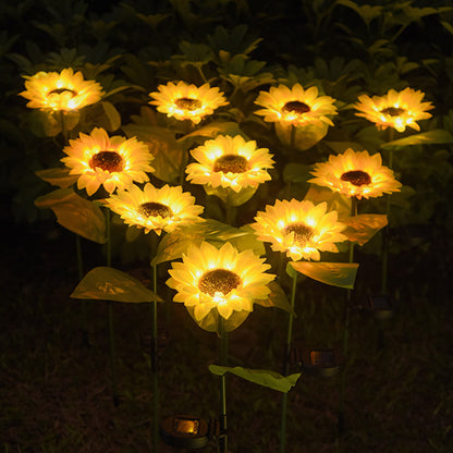 Lámparas solares LED con forma de girasol, luces decorativas