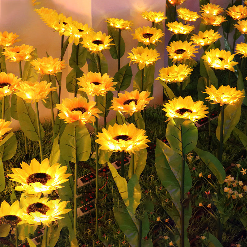 Lámparas solares LED con forma de girasol, luces decorativas