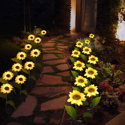 Lámparas solares LED con forma de girasol, luces decorativas